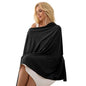 Tencel Shawl Wraps 70 x 35in Travel Essentials Lightweight Pashmina for Travel Blanket Scarf UPF 50+ - color: Black