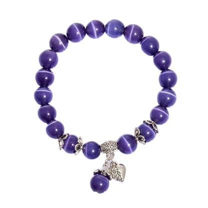 Natural Stretch Gemstone Bracelet Healing Stone Beaded Bracelets for Women Men Gifts (Unisex) - color: Purple
