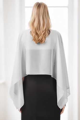 Coucoland Shawl Wraps for Women Sheer Chiffon Shawl Elegant Soft Wraps for Evening Dress Wedding Party - color: Grey