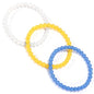 3PCS Agate Bracelet for Women Men Natural Round Beaded Agates Stone Healing Stretch Bracelets Elastic Handmade Polished Gemstone Beads Bracelet - color: Yellow+White+Blue