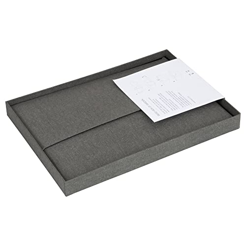 Bigso Karin KD Collapsible Storage Box with Labelframe for Easy Identification - Simple Assembly without Tools - Decorative Storage Boxes with Lids - 8.9in x 12.4in x 5.4in - Light Gray