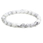 Keleny Gem Semi Precious Gemstones 8mm Round Beads Crystal Stretch Bracelets 7 Inch Unisex - color: White Howlite