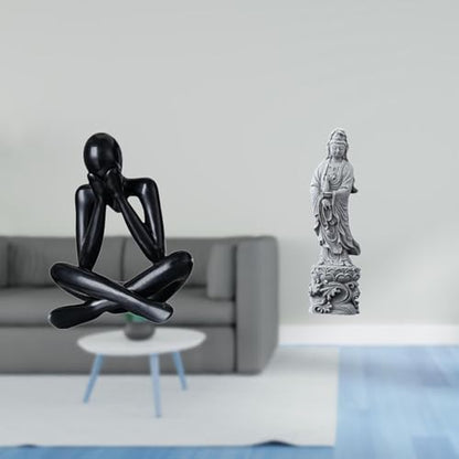 Baoblaze Abstract Figure Sculpture Decorative Figurine Collectible Desktop Ornament Modern Statue for Living Room Bookshelf Home Decor Guan Yin Statue Stone Or