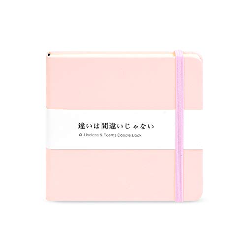 Mifuner Small Square 5x5 80gsm Mini Notebooks Blank Pages Sketchbooks Travel Journal Pocket Hardcover Paint Writing Notebook Blank Diary Memo Planner Sketchbook PU Leather Cover, Pink - color: A-PU-pink