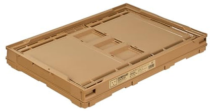 Trusco TR-O50B-A-DNB Thin Folding Container, 11.8 gal (50 L), No Lid, Beige Storage Case, Storage Box - color: beige, style: Locking lid included