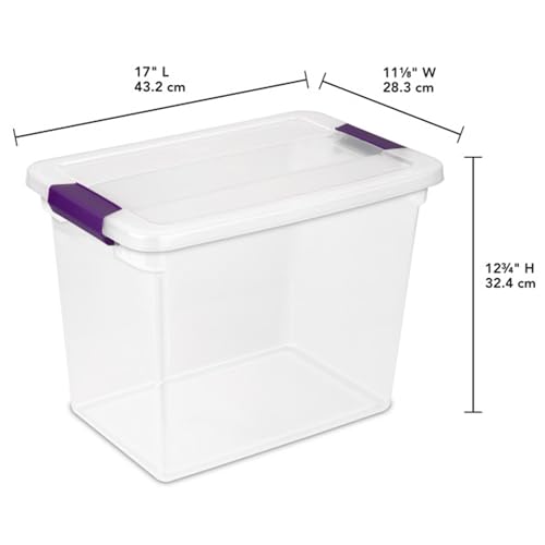 Sterilite 6-Pack 27 Quart ClearView Latch Box, Stackable Organizer Bins with Latching Lids - Clear Plastic Organization Containers for Closet, Bedroom, Shelving Units and Everyday Home Storage - size: 6 Pack, style: 27 Quart
