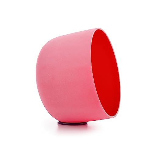 Hye-eun 432hz Crystal Singing Bowl,10 inch C Note Root Chakra Red Frosted Quartz Sound Bowl without Carrier Case for Yoga Healing Sound Energy Vibration - color: 10"C 432hz Red without bag