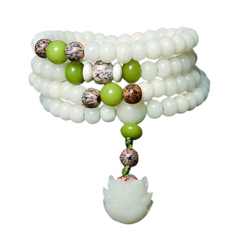 Mala Bead Strand Bracelet, 108 Buddhist Prayer Beads Yoga Meditation Green Malachite Beads Necklace Women man - style: 8mm White Jade Bodhi