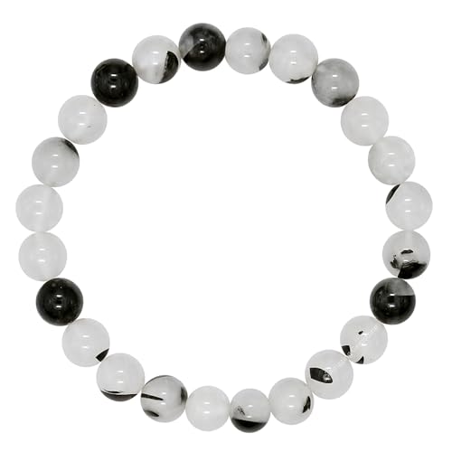 Amazing Gemstone Crystal Bracelet for Women Men's Gifts - Protection Healing Crystal Bracelet - 8mm Gemstone Beaded Stretchable Bracelet Pulseras Para Hombres Mujer Stocking Stuffers Mothers Day Gift (Black Rutilated Quartz) - color: Black Rutilated Quart