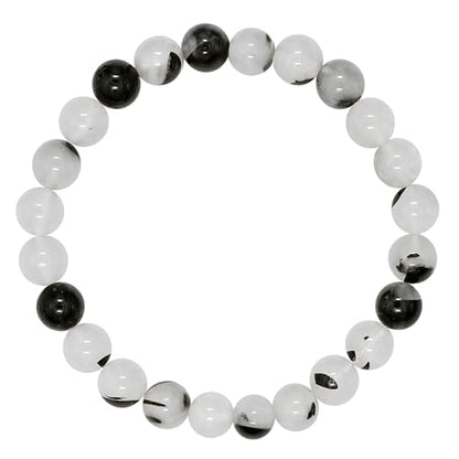 Amazing Gemstone Crystal Bracelet for Women Men's Gifts - Protection Healing Crystal Bracelet - 8mm Gemstone Beaded Stretchable Bracelet Pulseras Para Hombres Mujer Stocking Stuffers Mothers Day Gift (Black Rutilated Quartz) - color: Black Rutilated Quart