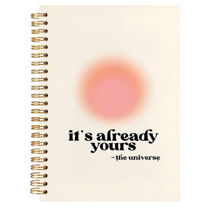 BearCake Aesthetic Aura Preppy Notebooks, It's Already Yours the Universe Inspirational Notebooks, Trendy Y2K Pink Notebook Journal, Pink Aesthetic Office Supplies, Hardcover Spiral Notebook 5.5x8.3 - color: white-physiotherapy-yours