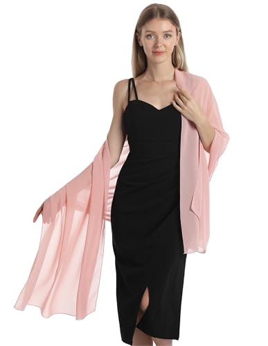Chiffon Shawls and Wraps for Evening Dresses Women Elegant Soft Scarf Bridal Scarve Wedding Stole - color: Blush, size: One Size
