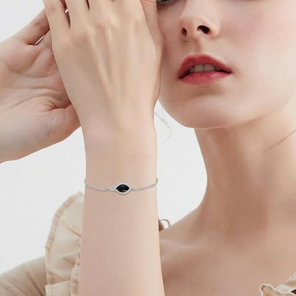 PELOVNY Celtic Knot Bracelet for Women 925 Sterling Silver Infinity Gemstone/Birthstone Bracelets Birthday Christmas Jewelry Gifts for Mom Daughter Wife - color: 03-Black Onyx