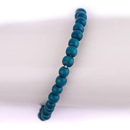 Wood Bead Bracelet - color: Aqua Blue, size: Small Beads