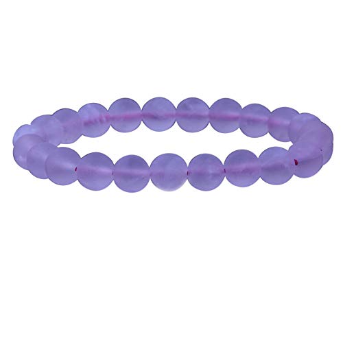 Keleny Gem Semi Precious Gemstones 8mm Natural Quartzite Stone Round Beads Crystal Stretch Bracelet 7 Inch Unisex - color: Matte Rose Quartzite
