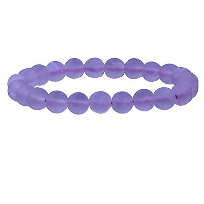 Keleny Gem Semi Precious Gemstones 8mm Natural Quartzite Stone Round Beads Crystal Stretch Bracelet 7 Inch Unisex - color: Matte Rose Quartzite