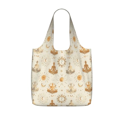 Yoga Meditation (11) For Foldable Shopping Bag, Washable Storage Tote For Work And Travel