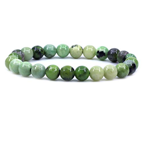 Amandastone Natural Gemstone 8mm Round Beads Stretch Bracelet 7 Inch - color: Australian Chrysoprase