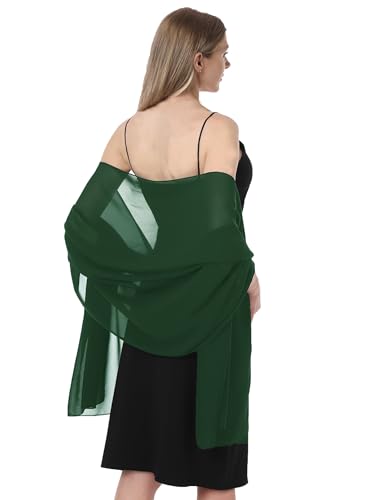 Chiffon Shawls and Wraps for Evening Dresses Women Elegant Soft Scarf Bridal Scarve Wedding Stole - color: Dark Green, size: Plus Size