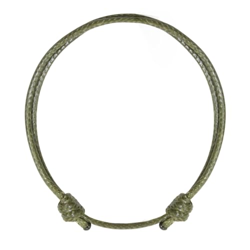 Luck Strings Adjustable Wax Nylon Cord Bracelet for Men Women Adult - Vegan Leather String | Unisex Waterproof Nautical & Surfer Style Friendship Gift, Minimalist - color: Army Green