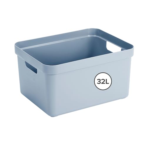 Sunware Sigma Home Storage Box, 32 Litre, Blue Grey