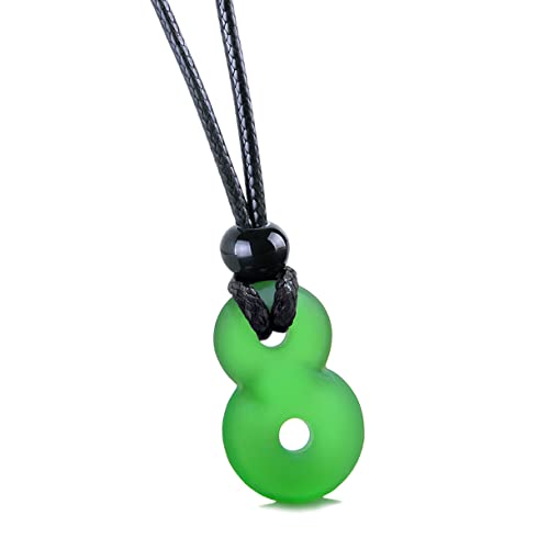 Infinity Necklace - Sea Glass Jewelry - Positive Vibes Collection - Cute Meditation Crystals - Spiritual Gifts for Yoga Lovers - High Vibration Tibetan Symbols - Cool and Trendy Good Luck Amulets - color: Bottle Green Sea Glass Necklace