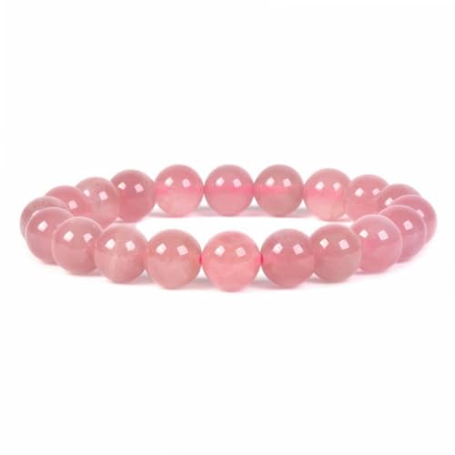 Justinstones Gemstone Crystals Chakra Beads Bracelet Crystal Healing 10mm Round Stretchable Bracelet for Her Gift - color: Madagascar Rose Quartz