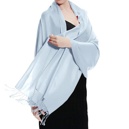 TZ Promise Women Pashmina Shawls and Wraps for Evening Dresses,Soft Large Long Scarf for Wedding,Bride Bridesmaid Gifts - color: Baby Blue