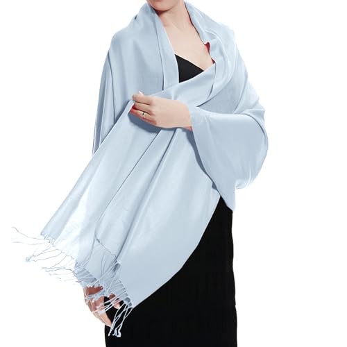 TZ Promise Women Pashmina Shawls and Wraps for Evening Dresses,Soft Large Long Scarf for Wedding,Bride Bridesmaid Gifts - color: Baby Blue