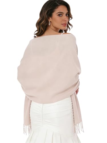 Sumolux Scarf for Women Pashmina Shawls Wraps for Evening Dresses Wedding Bridesmaid Gifts Winter Warm Soft Scarves - color: Oatmeal