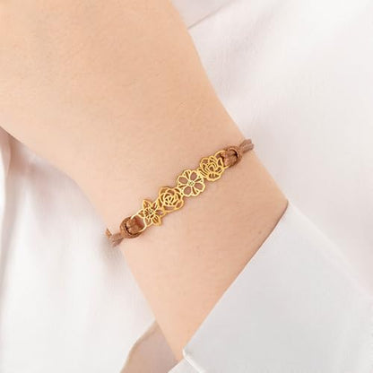 callie Personalized Women Bracelet, Family Bracelet Mother's Day Birthday Gifts for Mom Grandma Wife - color: Birth Flower