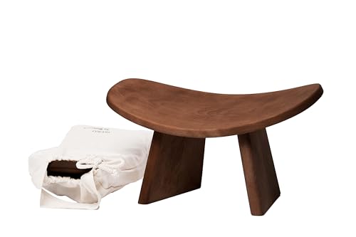 Meditation Bench IKUKO Original, Portable Version with Bag, Locally Handmade Wooden Kneeling Ergonomic Seiza Seat, Prana Yoga - 2 Colors, 3 Height Sizes - color: Dark Walnut, size: Low Height (6 inches)