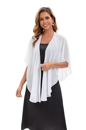 Baoqiya Chiffon Shawl Evening Scarf Shawls and Wraps for Women Wedding Party Bridal Scarves Cover Ups - color: Ivory