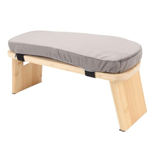 YUYTE Wooden Meditation Bench Ergonomic Meditation Stool, Detachable Kneeling Chair for Yoga with Soft Cushion Carry Bag, Home and Travel (Grey) - color: Grey