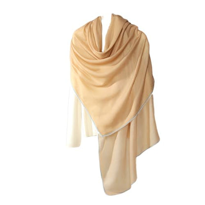 Luxury Cashmere Pashmina Style Shawl - Silk & Wool Blend Scarf, Lightweight Skin-Friendly Wrap - color: Camel