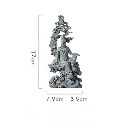 Water Moon Guanyin Zen Sculpture – Stone-Style Avalokiteshvara Statue Meditation Decor Tea Pet Buddhist Home Desktop Ornament