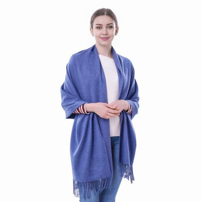 Pashmina Scarf and Shawl - Soft Women Pashminas Wrap for Wedding Evening Party dresses - color: Q#. Denim Blue