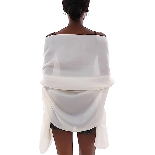 Womens Scarf Pashmina Shawls and Wraps for Evening Dresses Like Chiffon Silk Scarf for Bridal Wedding - color: Ivory