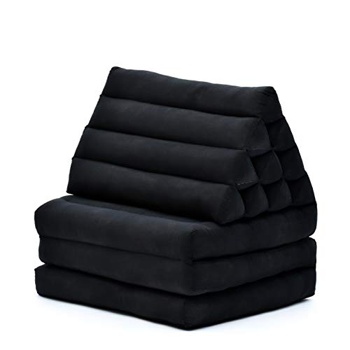 Leewadee - Comfortable Japanese Floor Mattress Used As Thai Floor Bed with Triangle Cushion, Futon Mattress Or Thai Massage Mat, 67 x 21 inches, Black - color: Cl02 - Black, size: 3 seating segments