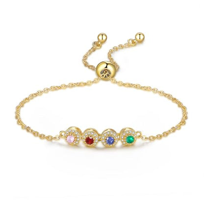 Personalized Birthstone Bracelet for Women – 925 Sterling Silver Adjustable Family Mothers Day Bracelet with Birthstones, Mothers Day, Christmas,Birthday Gift for Mom, Grandma, Wife, Bridesmaid - color: A-4 Birthstones