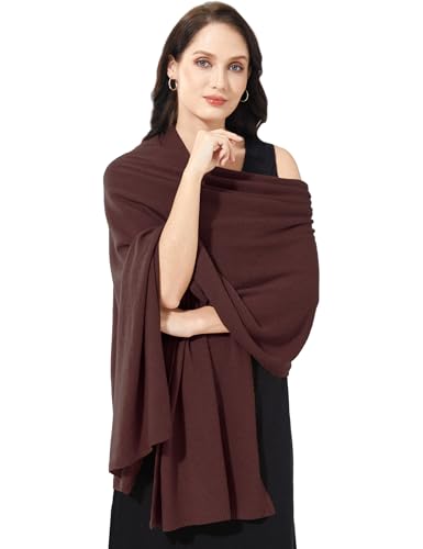 Soft Cashmere Blend Wrap Chic Scarf Stole for Women Wayfarer Travel Extra Large 87"x28" - color: Dark Brown