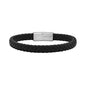 Geoffrey Beene Men's Braided Genuine Leather Bracelet with Stainless Steel Closure - color: Silver