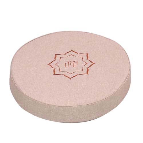 Round Meditation Cushion Mat Set with Washable Cotton Linen Cover, Larger Yoga Mat Bolster Floor Pillows Seating for Adults Meditation Accessories Beige1-50cm - color: Beige1, size: 50cm