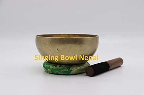 Handicraft Nepal Tibetan Handmade Singing Bowl 8'' for Yoga Meditation with Silk Cushion Made from Nepal