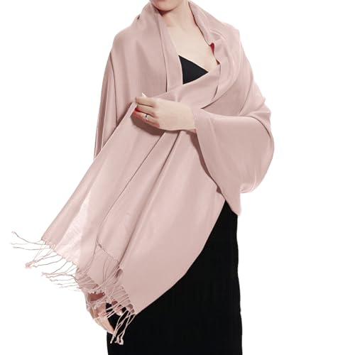 TZ Promise Women Pashmina Shawls and Wraps for Evening Dresses,Soft Large Long Scarf for Wedding,Bride Bridesmaid Gifts - color: Rose Gold