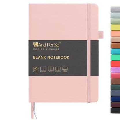 &And Per Se Blank Sketch Notebook, A5 Hardcover, 160 Pages 100gsm Thick Paper, Unlined Journal for Drawing, Doodling, Hand Lettering – Creative Gift for Artists, Designers, Writers (Pink)