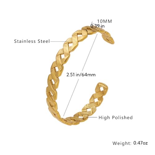 Handmade 925 Sterling Silver Bangle Bracelet Simple Silver/Gold Adjustable Cuff Bangles Durable Stainless Steel bracelet for Men &Women Daily Jewelry Gift for Anniversary Birthday Gift - color: gold01