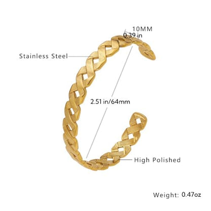 Handmade 925 Sterling Silver Bangle Bracelet Simple Silver/Gold Adjustable Cuff Bangles Durable Stainless Steel bracelet for Men &Women Daily Jewelry Gift for Anniversary Birthday Gift - color: gold01