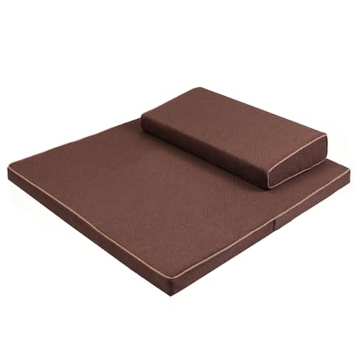 Portable Foldable Meditation Cushion Mat Set with Washable Cotton Linen Cover, Larger Thick Yoga Mat Bolster Floor Pillows Seating for Adults Meditation Accessories coffee1-60cm - color: Coffee1, size: 60cm
