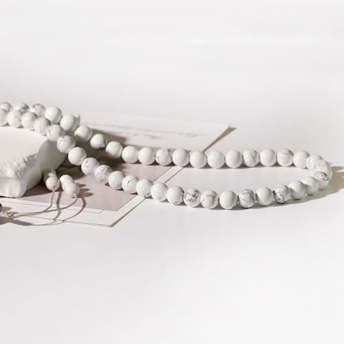 Simple Crystals and Stones Beaded Necklace Protection Balance Meditation Long Necklaces for Women and Men Amulet Jewelry - style: Howlite